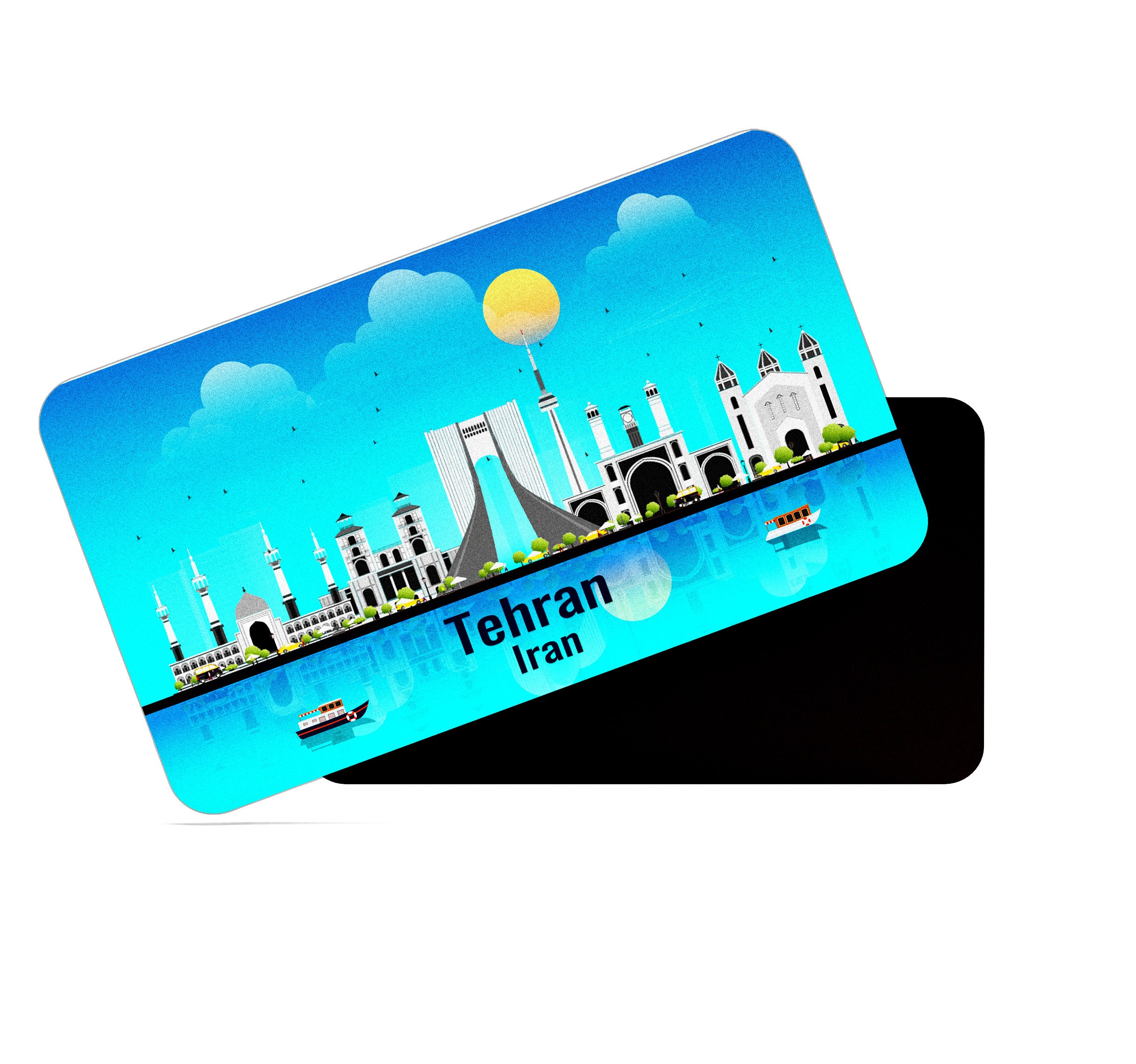 dhcrafts Rectangular Fridge Magnet Blue Iran Tehran Design Pack of 1 (8.6cm x 5.4cm)